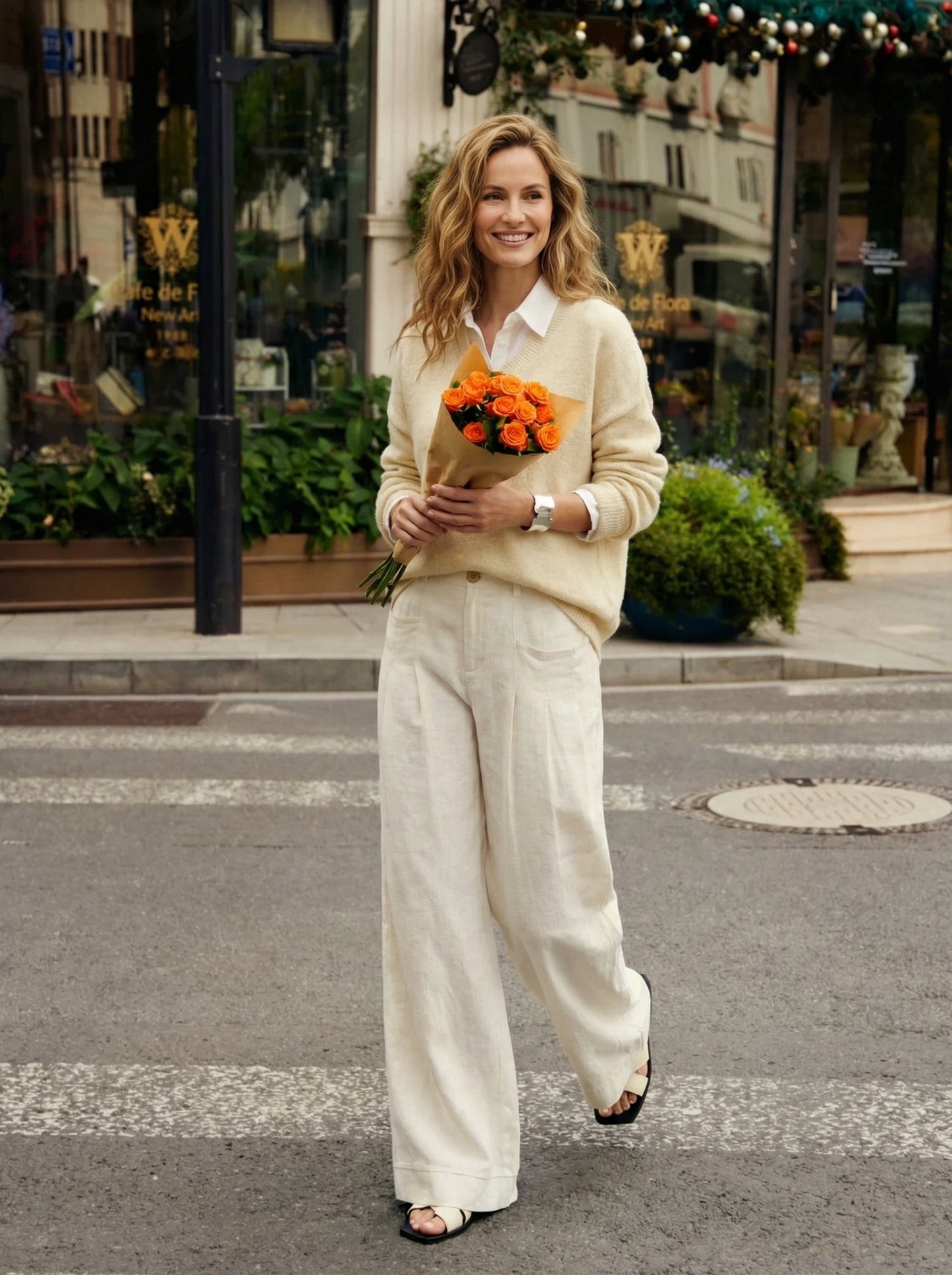 100% Linen Sculpted Pleat Elasticated Back Relaxed Pants VERIDIANA LINTICO