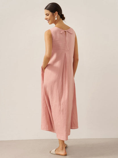100% Linen Sleeveless A-Line Maxi Dress TARA LINTICO
