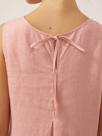 100% Linen Sleeveless A-Line Maxi Dress TARA LINTICO