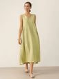 100% Linen Sleeveless A-Line Maxi Dress TARA LINTICO