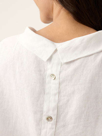 100% Linen Soft-Fold Collar Shell Button Top SABINE LINTICO