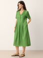 100% Linen Split Neck Button Detail Midi Dress SERAPHINE LINTICO