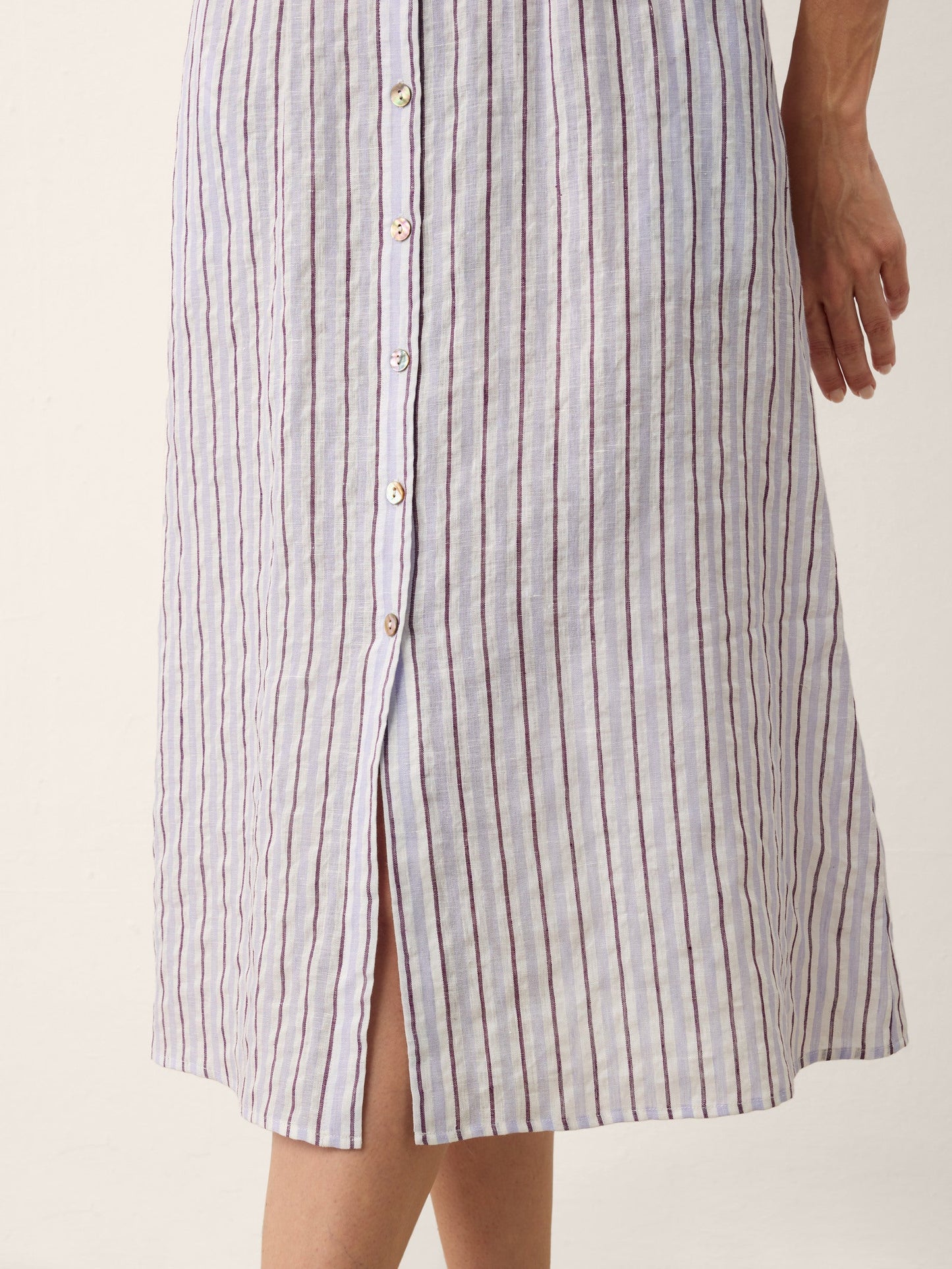 100% Linen Striped Tailored Cap Sleeve Maxi Dress AGNES LINTICO