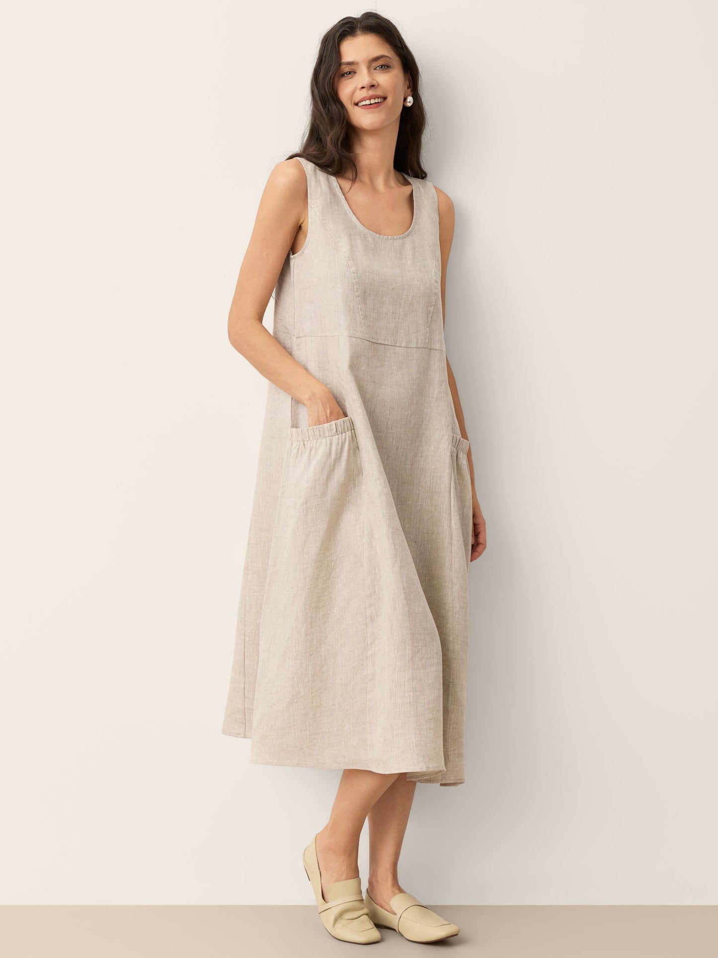100% Linen Swing Beach Tank Dress GIANA LINTICO