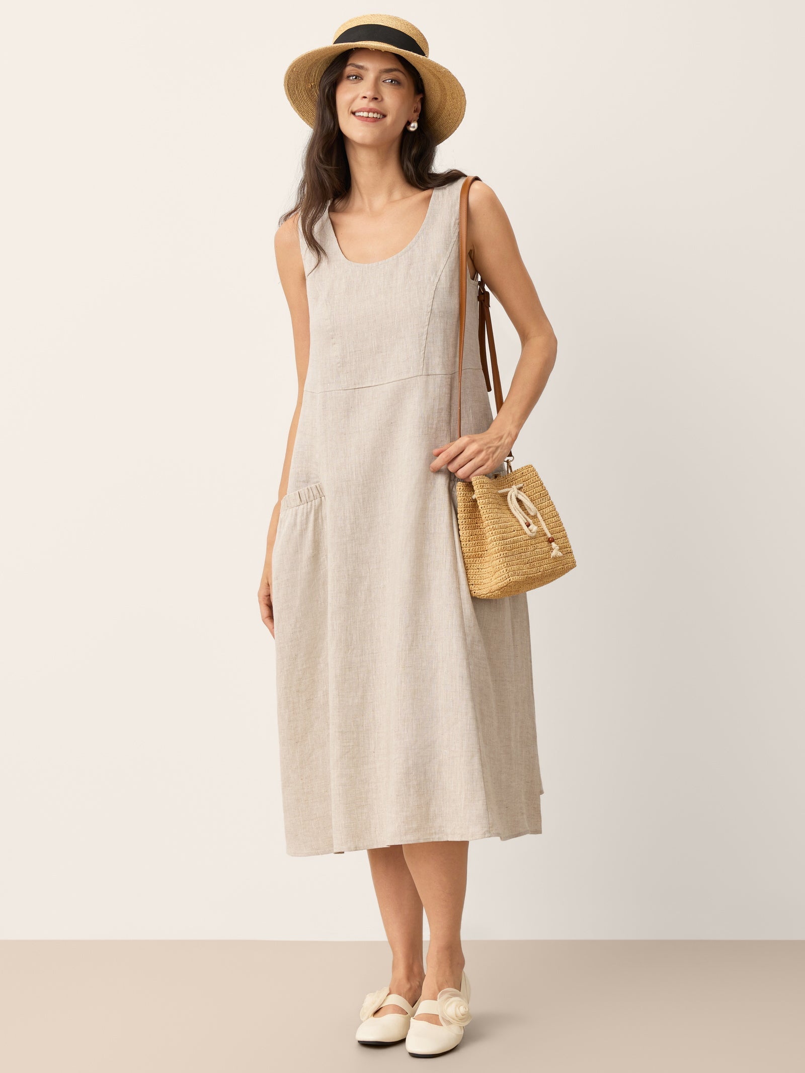 100% Linen Swing Beach Tank Dress GIANA LINTICO