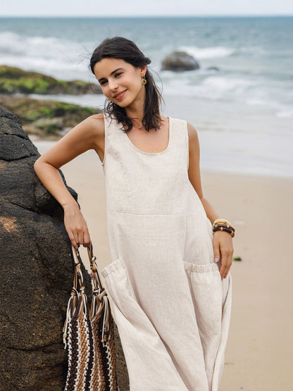 100% Linen Swing Beach Tank Dress GIANA LINTICO
