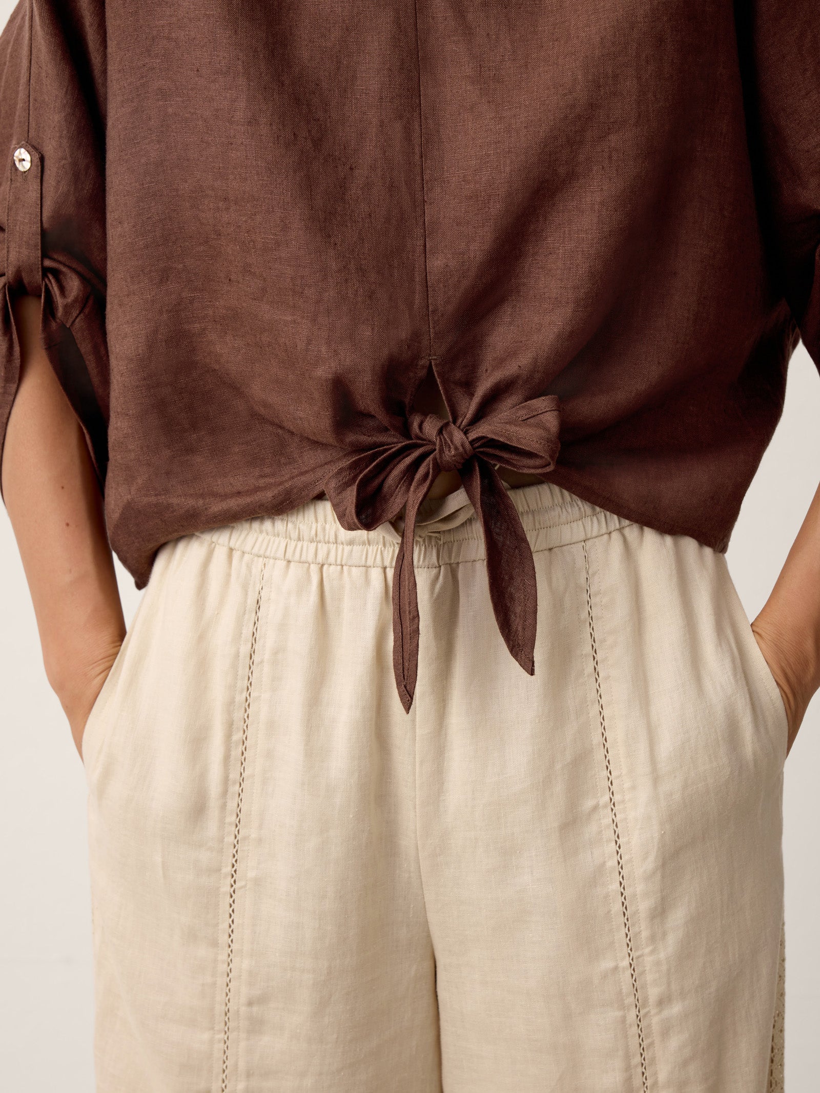 100% Linen Twist-Hem Batwing Top LAVENA LINTICO