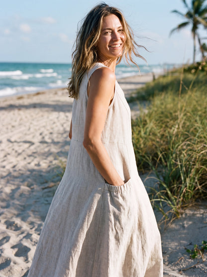 100% Linen Swing Beach Tank Dress GIANA LINTICO