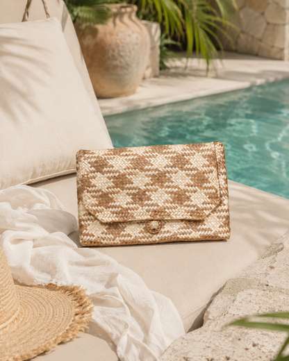 Plaid Rattan Clutch Village Thrive