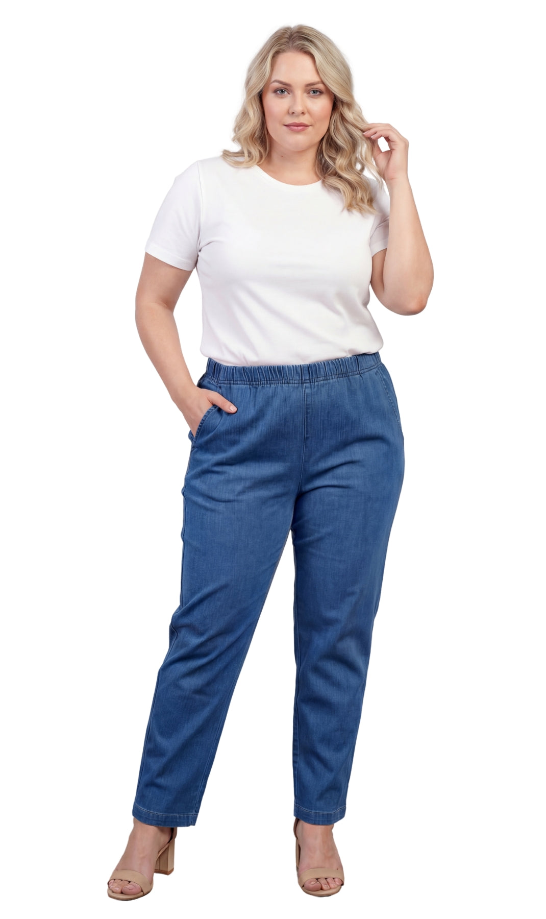 Women's Lightweight Pull-On Denim Jeans with Elastic Waist – Relaxed Fit Stretch Jeans for Casual Everyday Wear TURTLE BAY APPAREL
