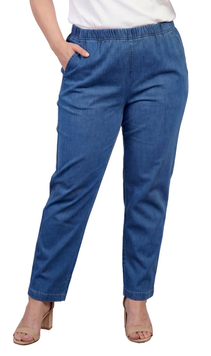 Women's Lightweight Pull-On Denim Jeans with Elastic Waist – Relaxed Fit Stretch Jeans for Casual Everyday Wear TURTLE BAY APPAREL