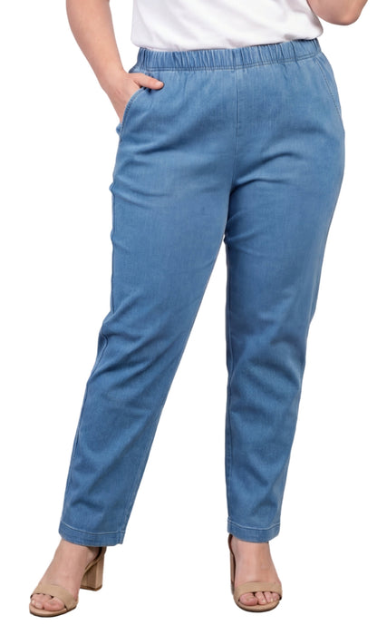 Women's Lightweight Pull-On Denim Jeans with Elastic Waist – Relaxed Fit Stretch Jeans for Casual Everyday Wear TURTLE BAY APPAREL