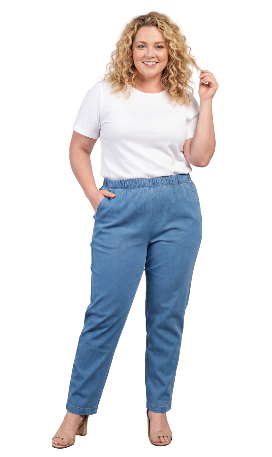 Women's Lightweight Pull-On Denim Jeans with Elastic Waist – Relaxed Fit Stretch Jeans for Casual Everyday Wear TURTLE BAY APPAREL