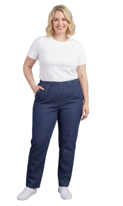 Women's Lightweight Pull-On Denim Jeans with Elastic Waist TURTLE BAY APPAREL