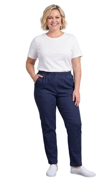 Women's Lightweight Pull-On Denim Jeans with Elastic Waist – Relaxed Fit Stretch Jeans for Casual Everyday Wear TURTLE BAY APPAREL