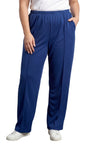 Womens Classic Poly Knit Pants - Pull On Slacks with Elastic Waist