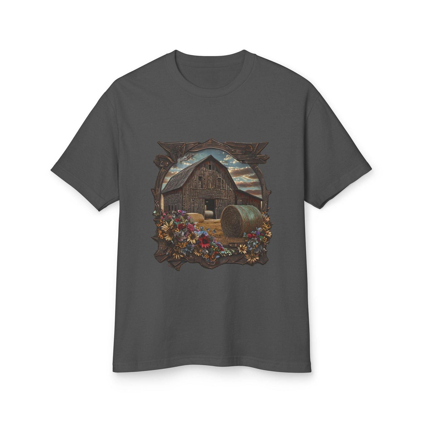 Weathered Barn and Wildflowers Tee Country in My Heart