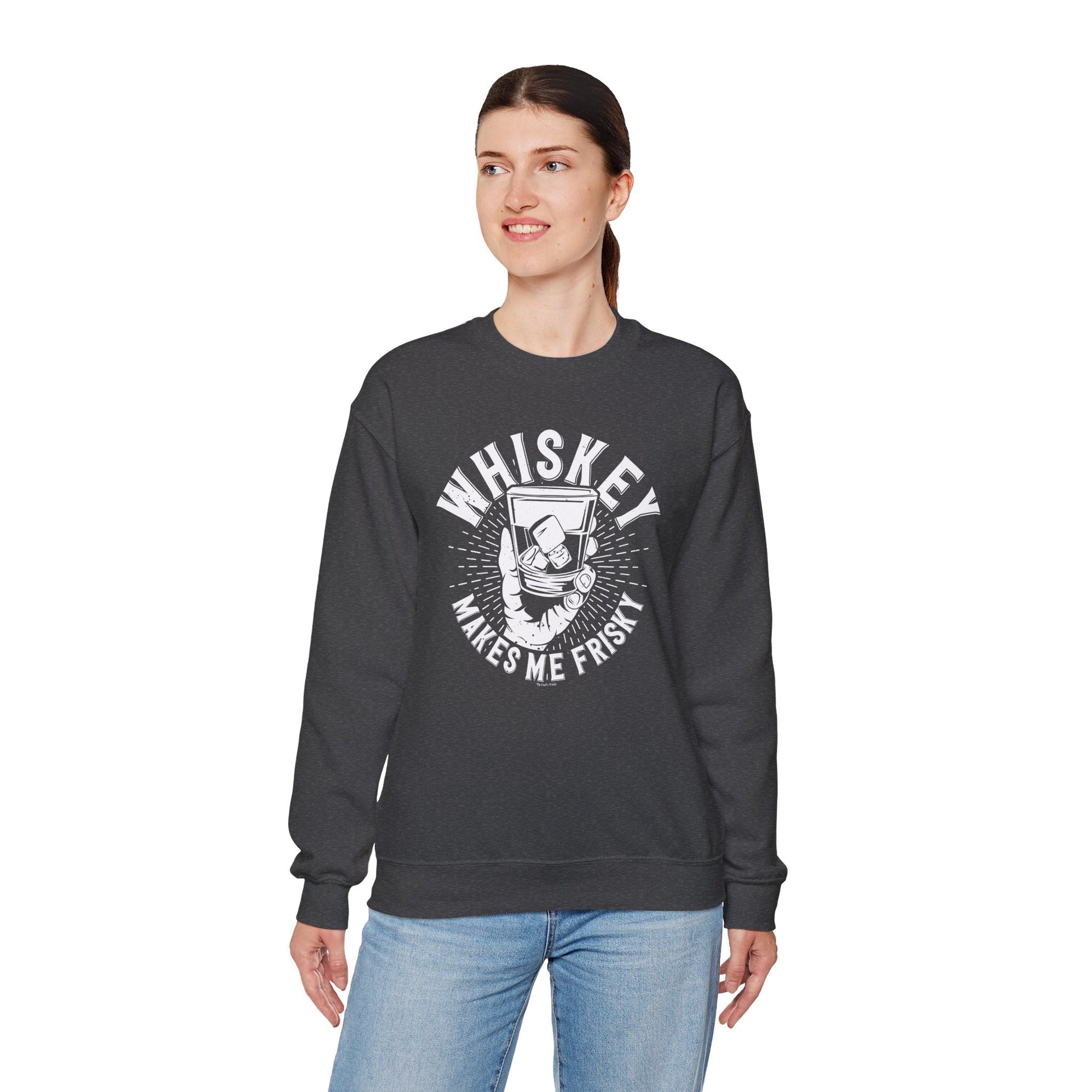 Whiskey Makes Me Frisky Crewneck Sweatshirt The Devil's Pickle