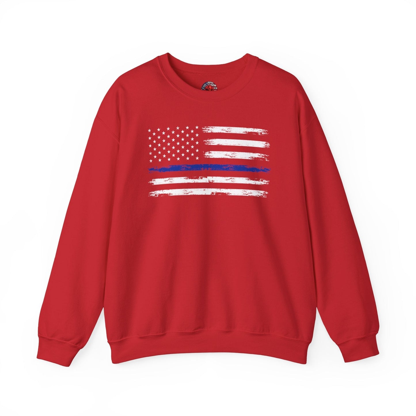 Thin Blue Line American Flag Crewneck Sweatshirt The Devil's Pickle