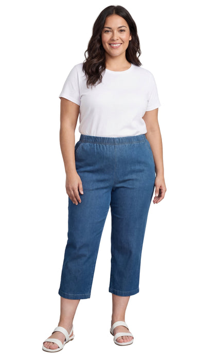 Women’s Lightweight Stretch Denim Capri Pants – Comfortable Everyday Fit TURTLE BAY APPAREL