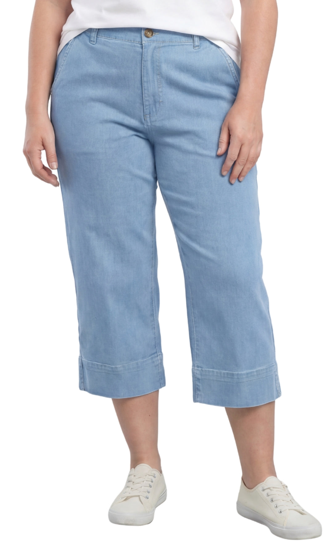 Women’s Lightweight Straight Leg Casual Denim Capri Pants in Cotton Blend Fabric TURTLE BAY APPAREL