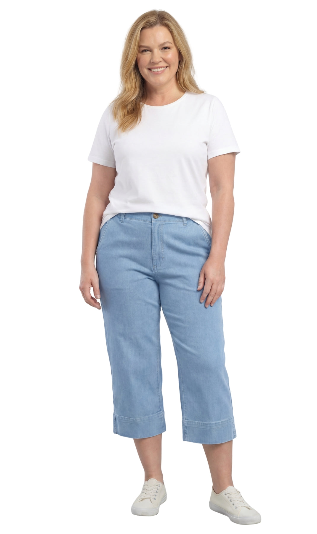 Women’s Lightweight Straight Leg Casual Denim Capri Pants in Cotton Blend Fabric TURTLE BAY APPAREL