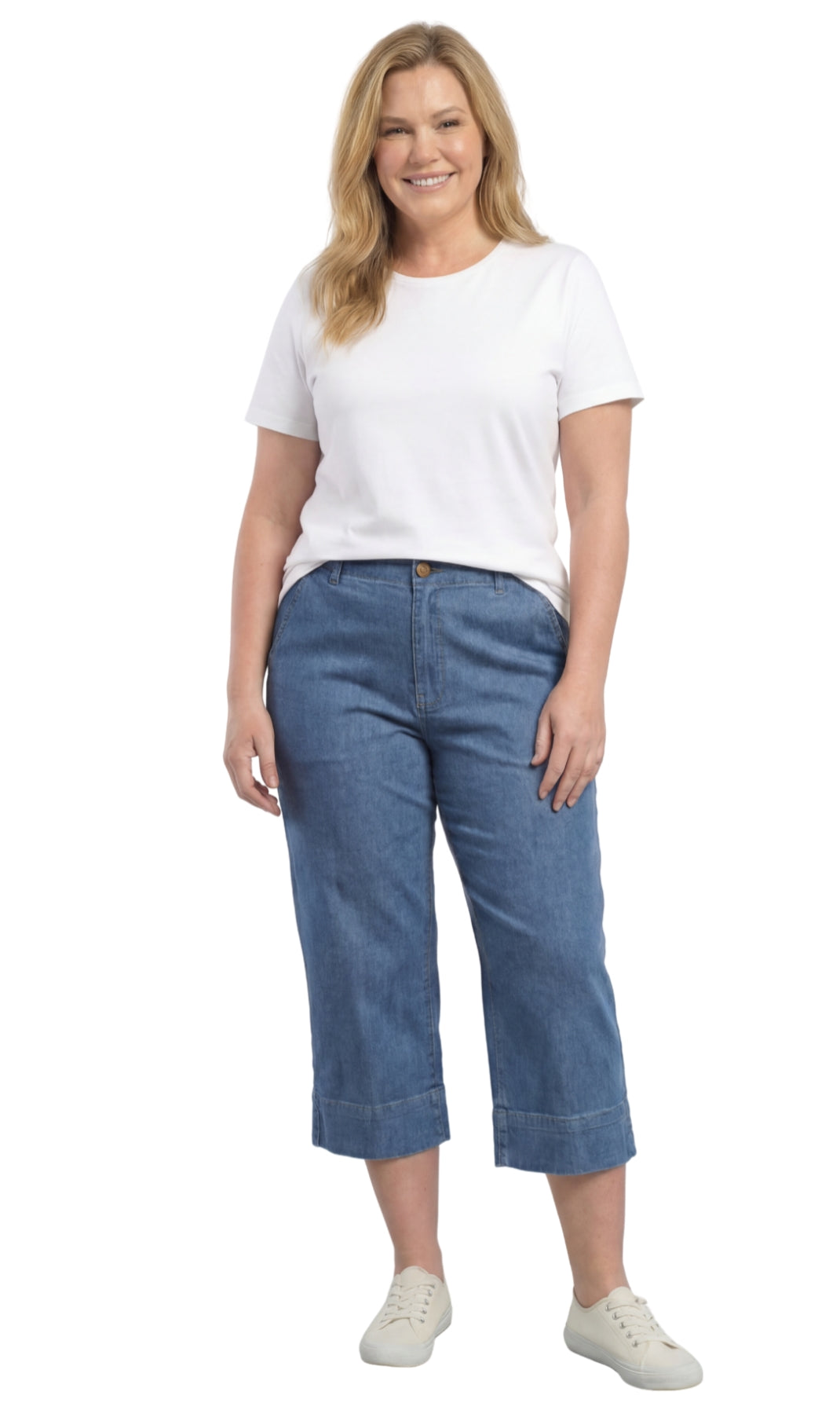 Women’s Lightweight Straight Leg Casual Denim Capri Pants in Cotton Blend Fabric TURTLE BAY APPAREL