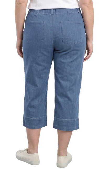Women’s Lightweight Straight Leg Casual Denim Capri Pants in Cotton Blend Fabric TURTLE BAY APPAREL