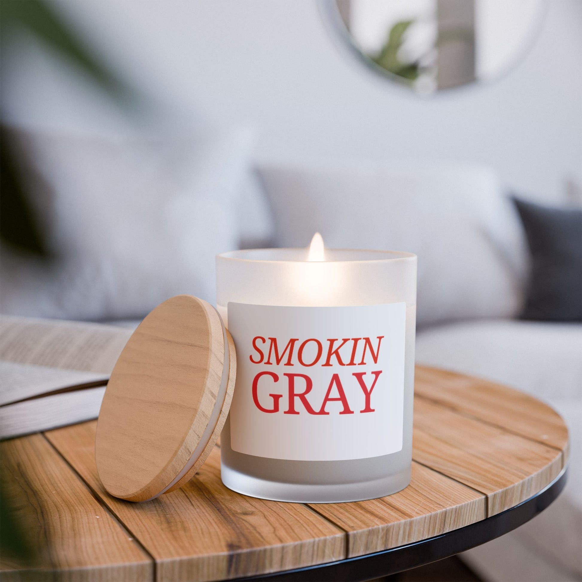 Smokin Gray Frosted Glass Candle, 11oz Grayceful LLC