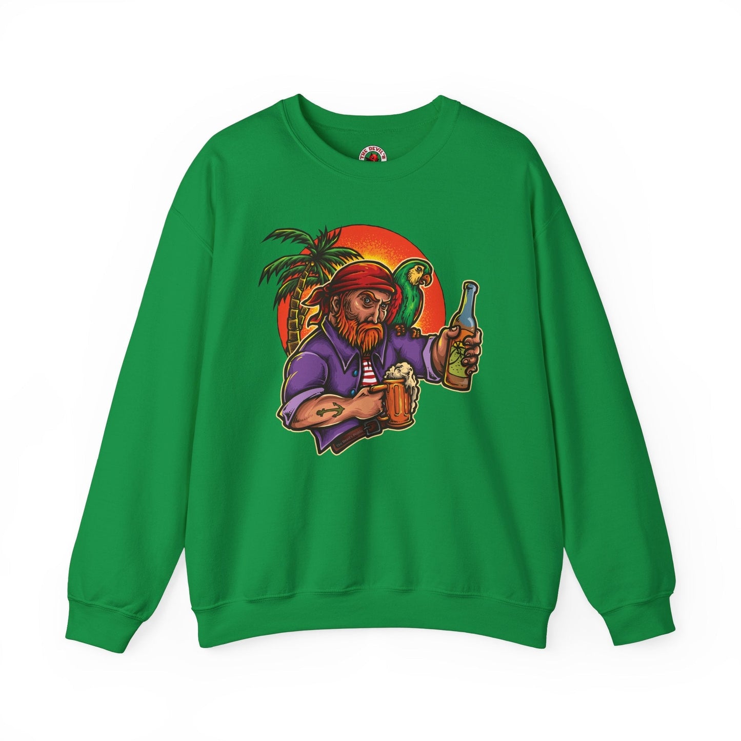 Sunset Pirate Beer Crewneck Sweatshirt The Devil's Pickle