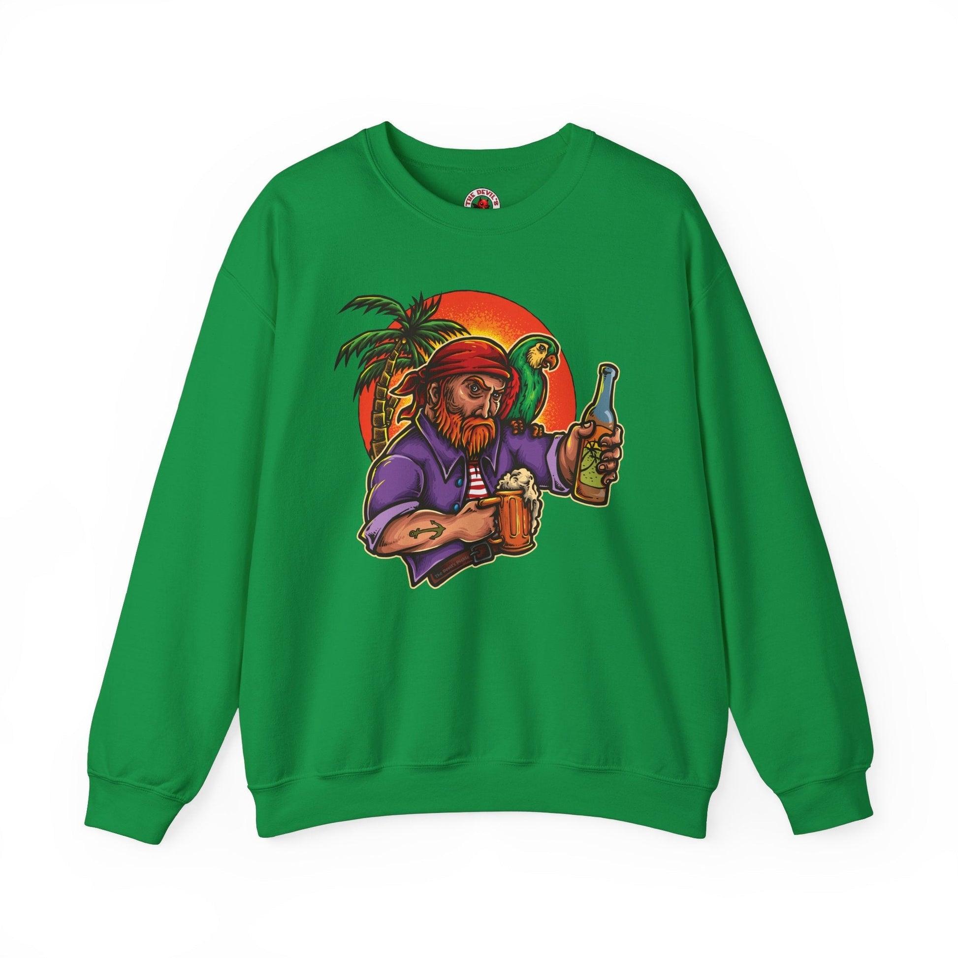 Sunset Pirate Beer Crewneck Sweatshirt The Devil's Pickle
