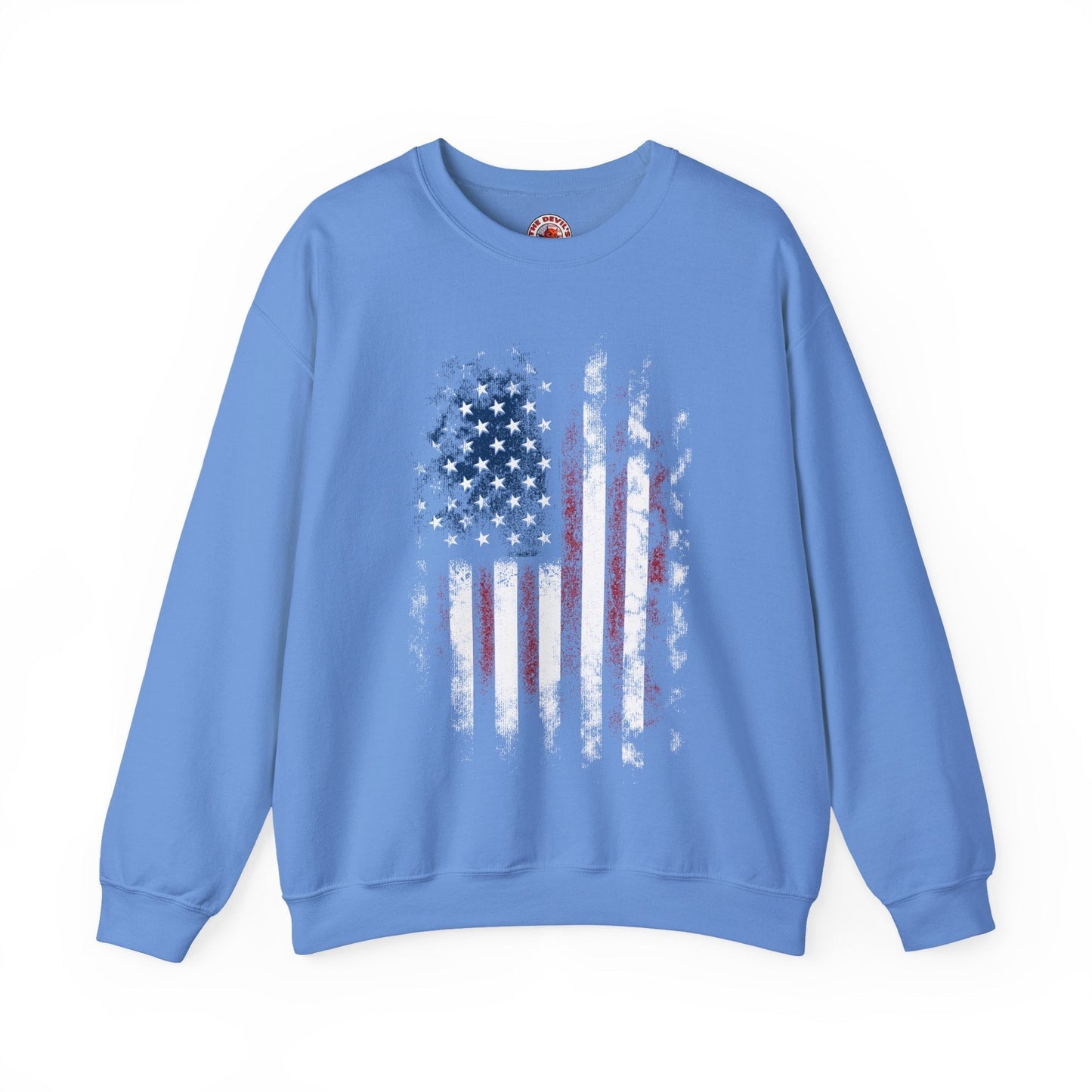 Distressed American Flag Crewneck Sweatshirt The Devil's Pickle