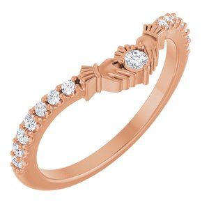 14K Rose 1/5 CTW Lab-Grown Diamond Claddagh Contour Band Ethereal Legacy Boutiques