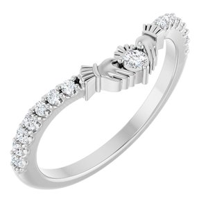 14K White 1/5 CTW Natural Diamond Claddagh Contour Band Ethereal Legacy Boutiques