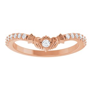 14K Rose 1/5 CTW Natural Diamond Claddagh Contour Band Ethereal Legacy Boutiques