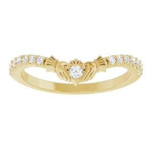 14K Yellow 1/5 CTW Lab-Grown Diamond Claddagh Contour Band Ethereal Legacy Boutiques
