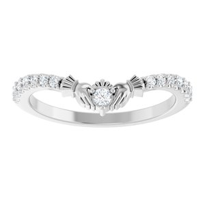 Platinum 1/5 CTW Lab-Grown Diamond Claddagh Contour Band Ethereal Legacy Boutiques