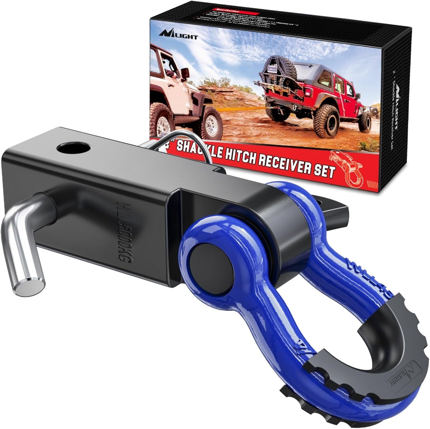 Heavy-Duty Shackle Hitch Receiver with 2-Inch Compatibility, 45,000 lbs Breaking Strength, 3/4" D Ring Trailer Pin, Solid Recovery Towing Kit for Trucks and Off-Road Vehicles New Era Fashion LLc