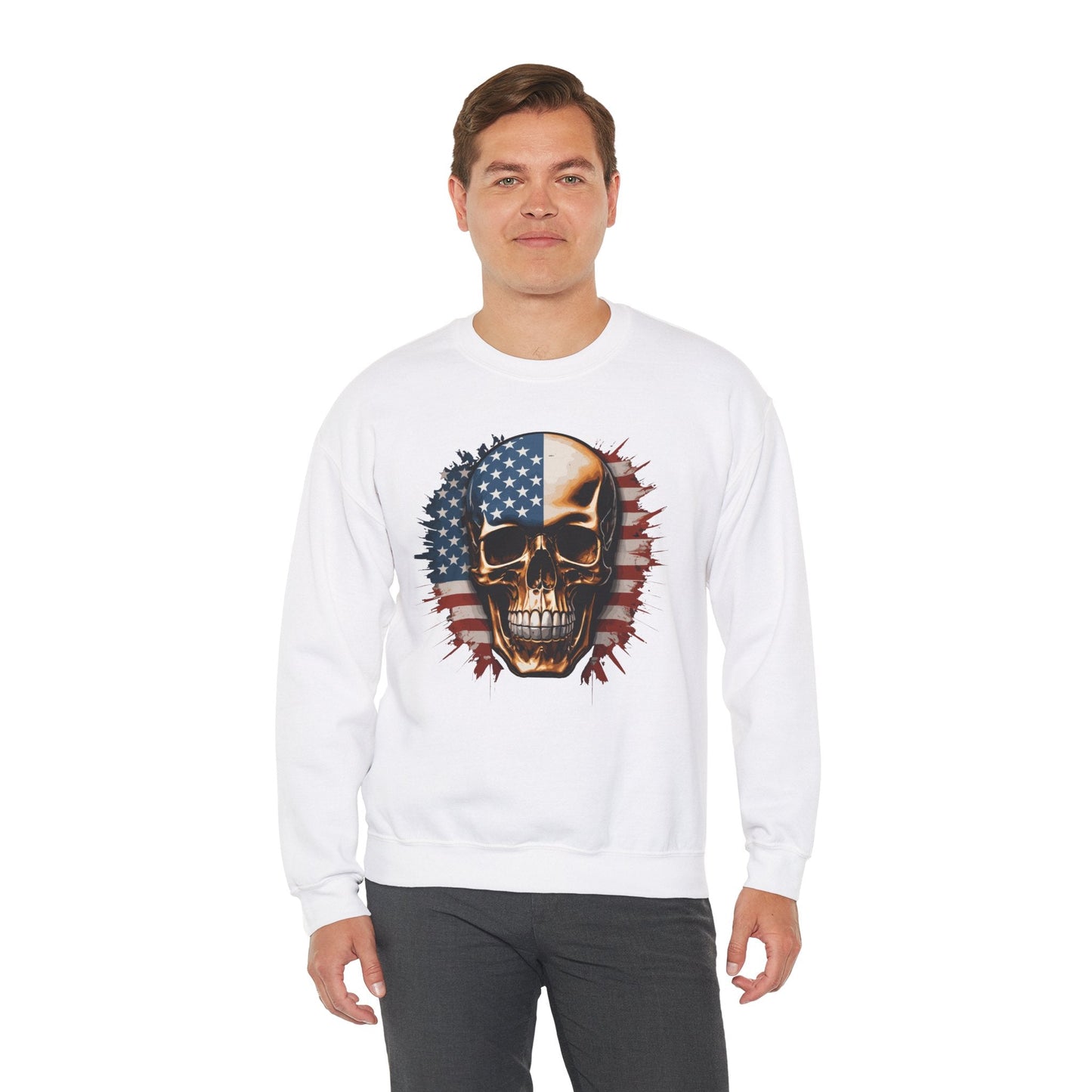 American Flag Skull Crewneck Sweatshirt