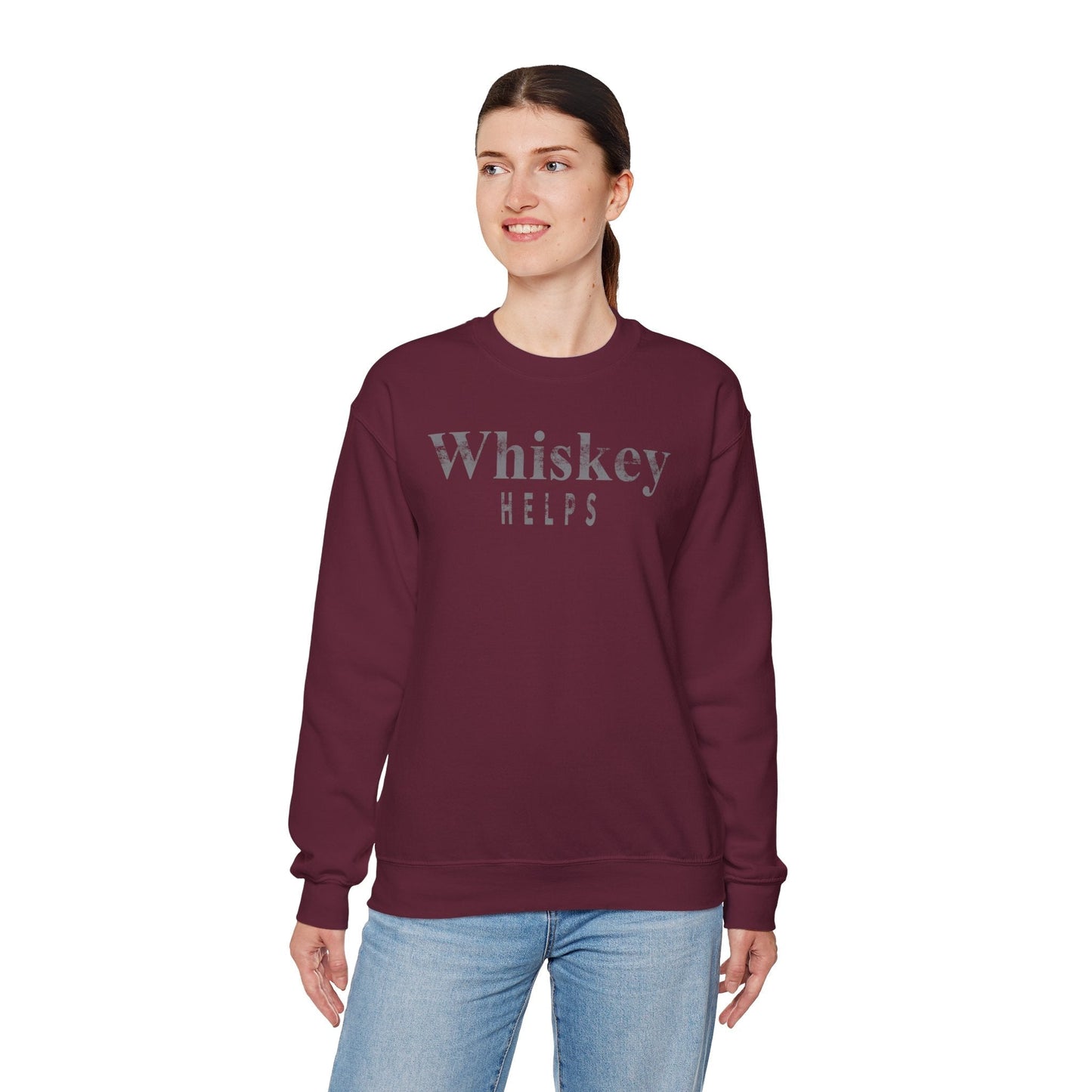 Whiskey Helps Crewneck Sweatshirt The Devil's Pickle