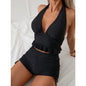 Ruffle Halterneck Lace-Up Bikini Set | Swimwear FitiqueFit