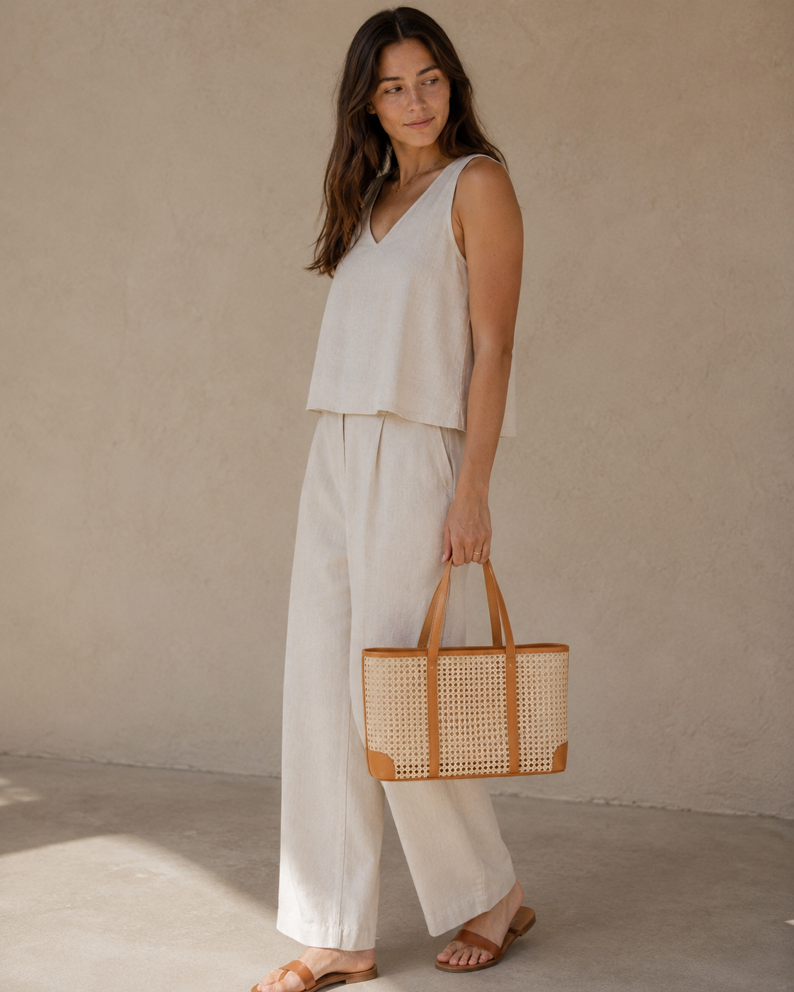 Dian Leather and Rattan Tote Bag Village Thrive