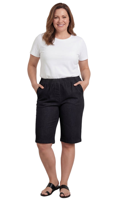 Women's Easy Pull on Bermuda Shorts in Denim and Twill