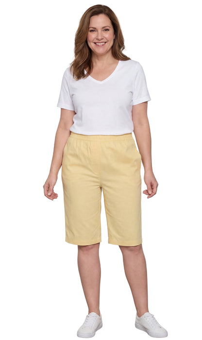 Women's Easy Pull on Bermuda Shorts in Denim and Twill