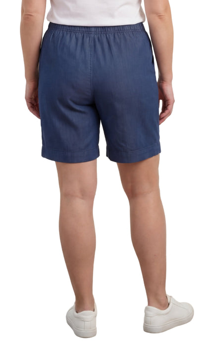 Women's Pull On Denim & Twill Shorts with stretch waist - No zipper or buttons