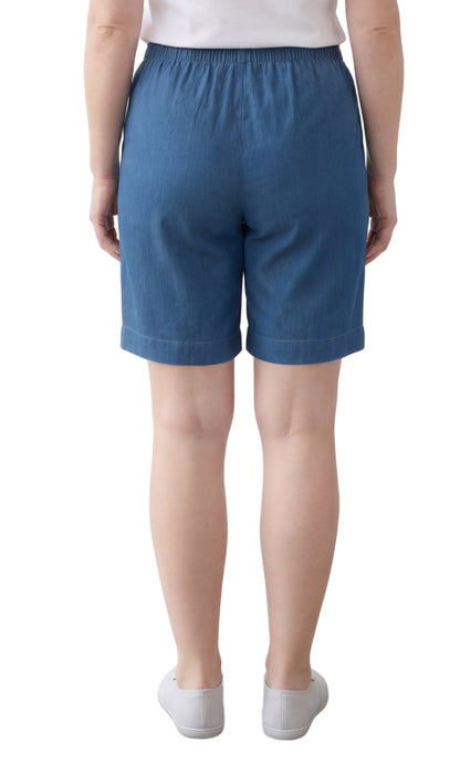 Women's Pull On Denim & Twill Shorts with stretch waist - No zipper or buttons