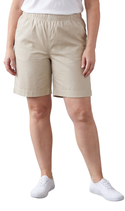 Women's Pull On Denim & Twill Shorts with stretch waist - No zipper or buttons