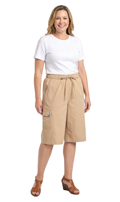 Women's 100% Calcutta Cotton Split Skirt Culottes with Cargo Pockets TURTLE BAY APPAREL