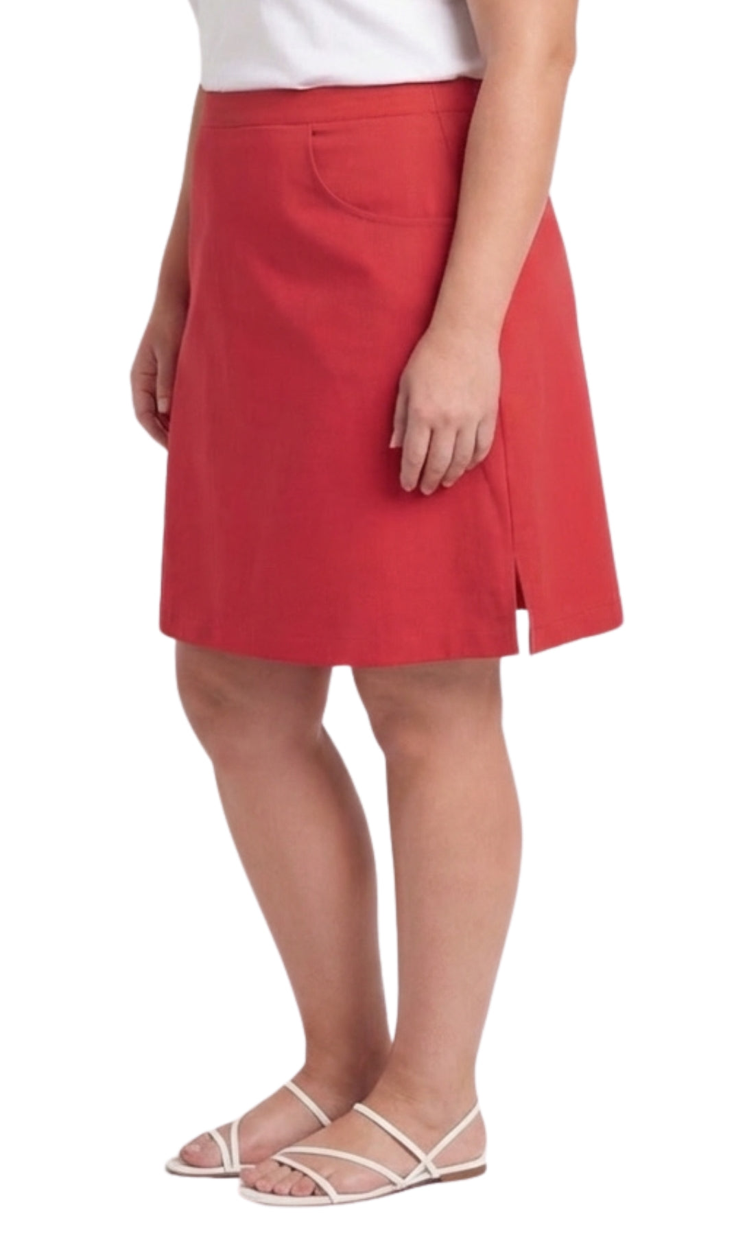 Women's Pull on Skort in Twill with Elastic Waist and Front Pockets