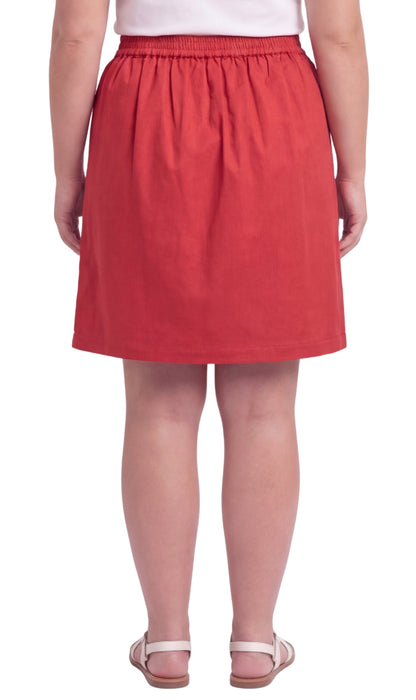 Women's Pull on Skort in Twill with Elastic Waist and Front Pockets